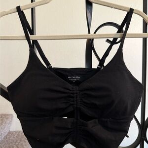 Athleta Black Ruched Front Sports Bra